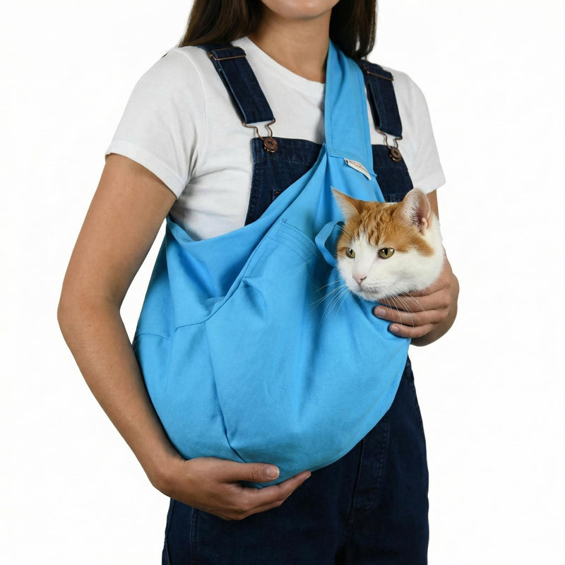 Cat-in-the-Bag Cozy Comfort Carrier - Large Light Blue Cat Carrier Soft and Pet Carrier Administration, Grooming, Vet Visits, Dental Care, and Nail Trimming Large – 10 lbs. and up. - PawsPlanet Australia