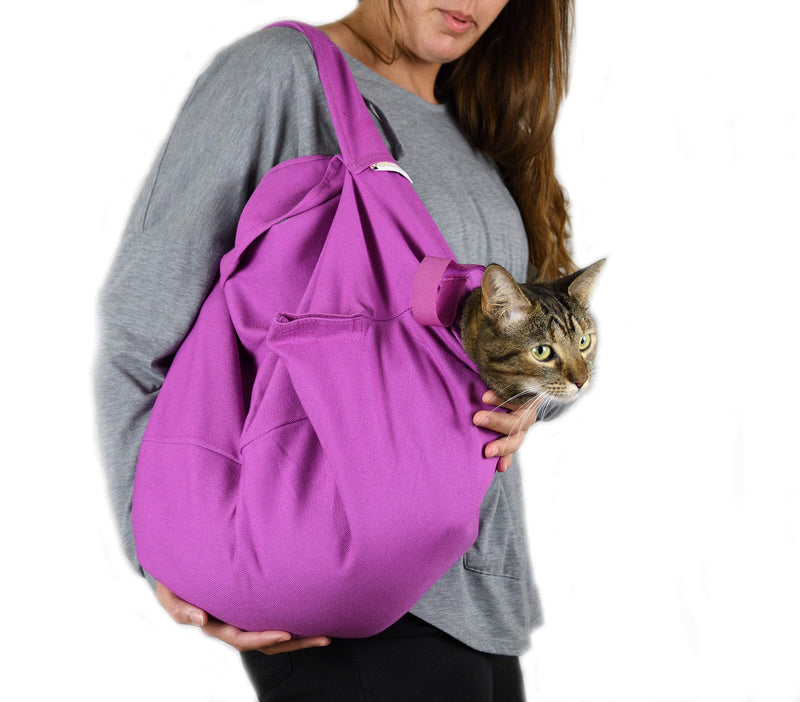 Cat-in-the-Bag Cozy Comfort Carrier - Large Lavender Pet Carrier and Cat Carrier Soft for Grooming, Vet Visits, Medication Administration, Dental Care, and Nail Trimming Large – 10 lbs. and up. - PawsPlanet Australia