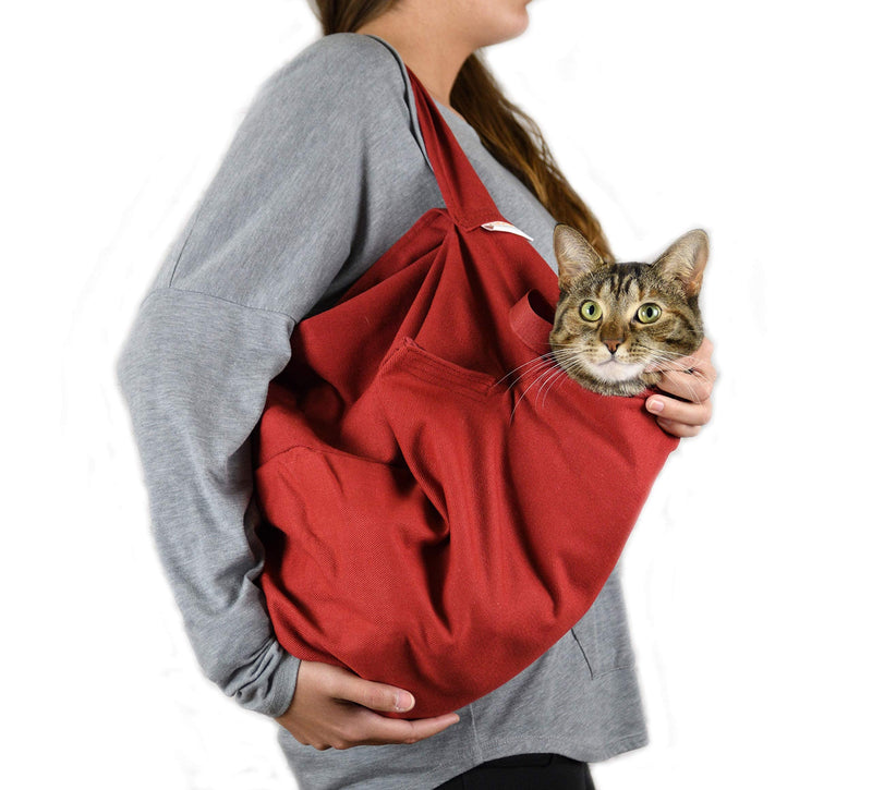 Cat-in-the-Bag Cozy Comfort Carrier - Large Red Cat Carrier Soft and Pet Carrier for Nail Trimming, Vet Visits, Medication Administration, Dental Care, and Travel Large – 10 lbs. and up. - PawsPlanet Australia
