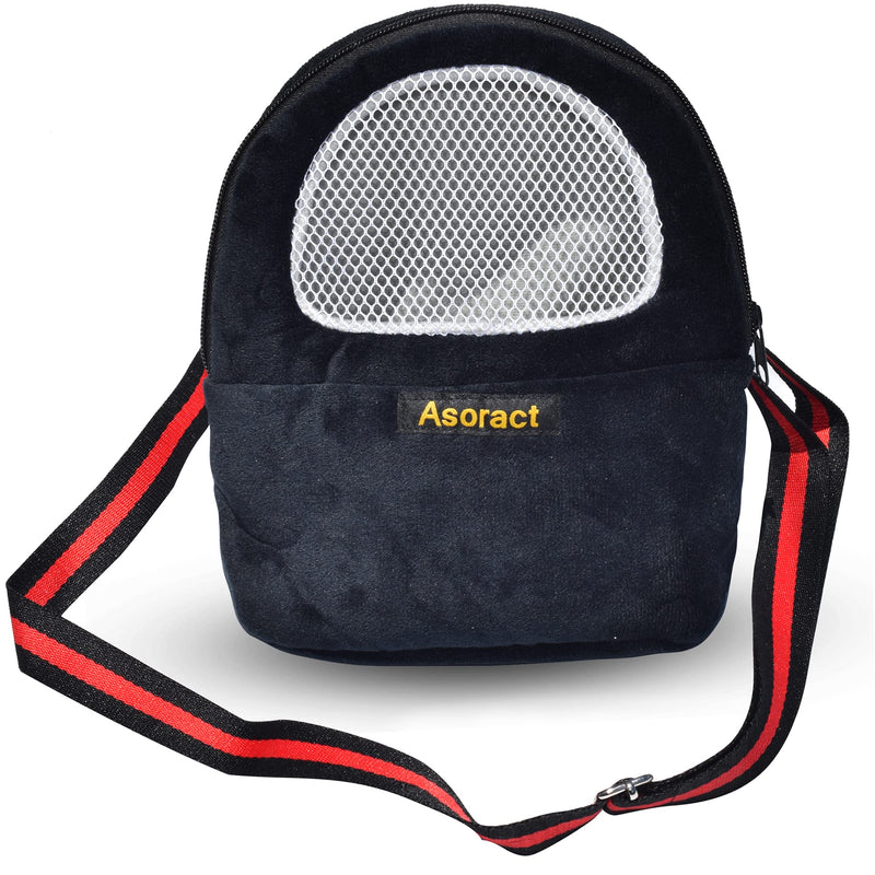 Hamster Carrier Bag, Upgraded Small Animal Bonding Soft Hedgehog Pouch Portable Outgoing Travel Bag with Adjustable Strap and Breathable Mesh for Squirrel Mice Sugar Glider Etc (Black, L) Black - PawsPlanet Australia