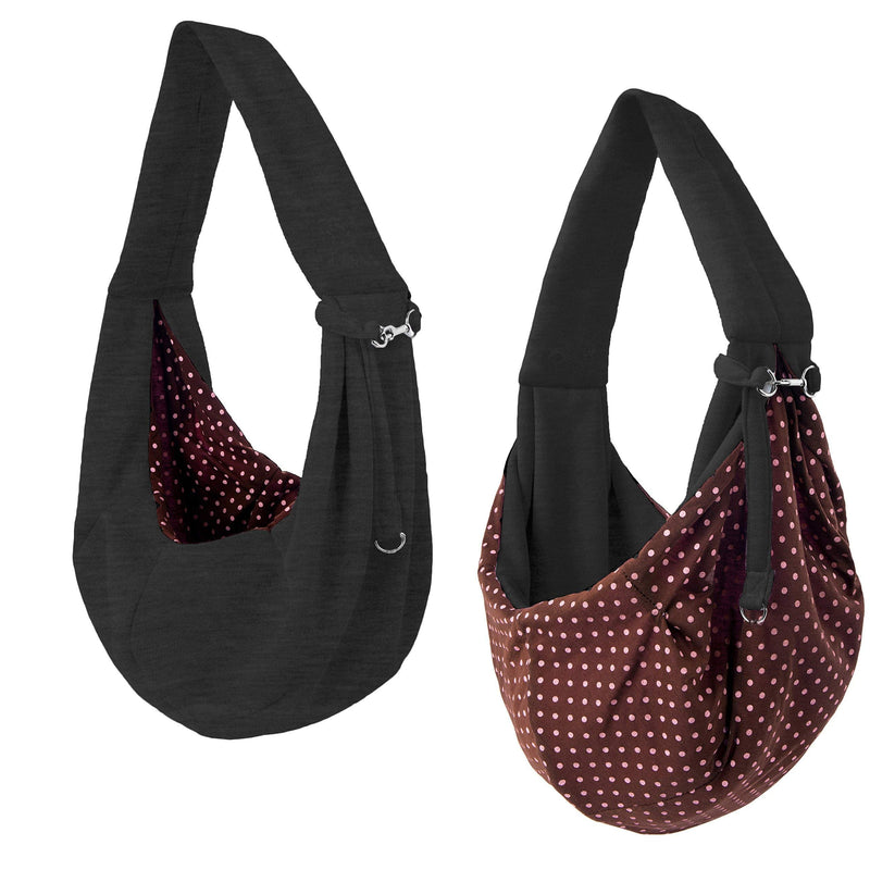iPrimio Reversible Hands Free Pet Carrier Sling Bag - Cat Sling Carrier, Dog Carrier Sling, Cat Papoose Carrier Front, Puppy Sling, Cat Carrying Pouch, Dog Sling Carrier - Black (Fits Small Pets) - PawsPlanet Australia