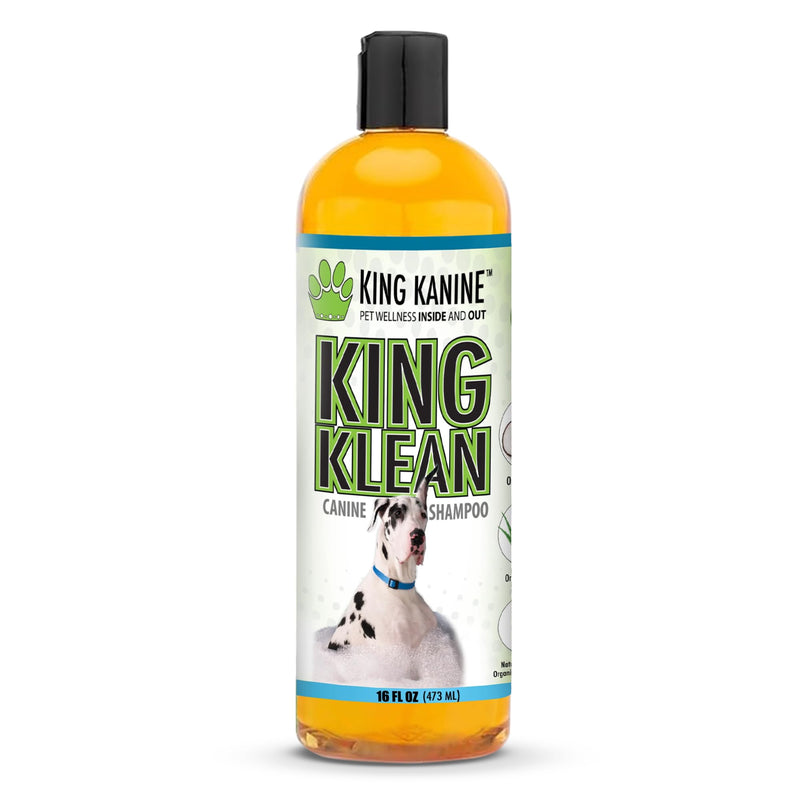 King Kanine Natural Dog & Cat Shampoo King Klean 16 oz | Organic Pet Shampoo for Sensitive & Dry Skin | Hypoallergenic Gentle Cleansing Formula for Pet Allergies - PawsPlanet Australia