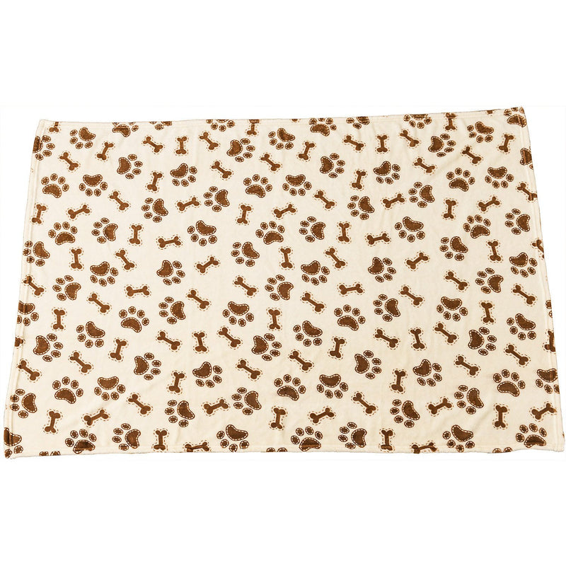 SPOT Snuggler Bone/Paws Blanket - Ultra Soft Dog Blanket, Machine Washable, Use in Pet Beds, Protect Furniture, Travel with in Car, Snuggle in Crate - 40" x 60" Cream with Bone and Paw Print Design Paws Print 40x60 - PawsPlanet Australia