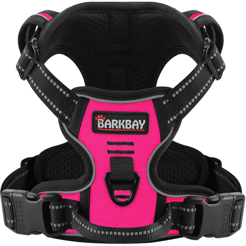 BARKBAY No Pull Pet Harness Dog Harness Adjustable Outdoor Pet Vest 3M Reflective Oxford Material Vest for pink Dogs Easy Control for Small Medium Large Dogs - PawsPlanet Australia