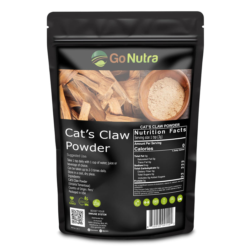 Go Nutra - Cat’s Claw Powder, Pure Cats Claw Herbal Supplement Wildly Harvested from Peru, All Natural UNA de Gato for Water, Tea, Juice, and More, Non-GMO, Gluten-Free, Vegan, 8 oz 8 Ounce (Pack of 1) - PawsPlanet Australia