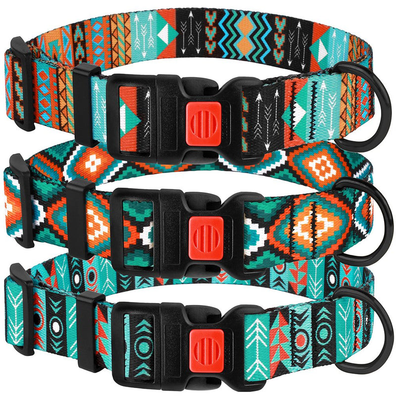 Nylon Dog Collar Buckle Tribal Pattern Pattern 1 12-16 inch 12-16 in Patterned - PawsPlanet Australia