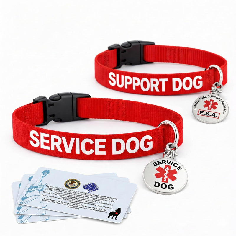 Service Dog Collar & Emotional Support Animal (ESA) Collar with Metal ID Tag + 3 Information Cards – Adjustable Heavy-Duty Nylon | ALL ACCESS CANINE Service Dog (collar and tag) M (14-20") - PawsPlanet Australia