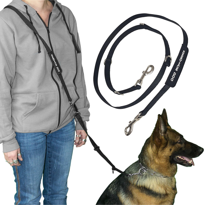 ActiveDogs Hands Free Dog Leash Crossbody 7.5ft - Adjustable 4-Point Hands Free Leash with Service Dog Wrap for Increased Mobility & Training - Strong 3/4" Nylon & Double Stitched, Black 7.5' - PawsPlanet Australia