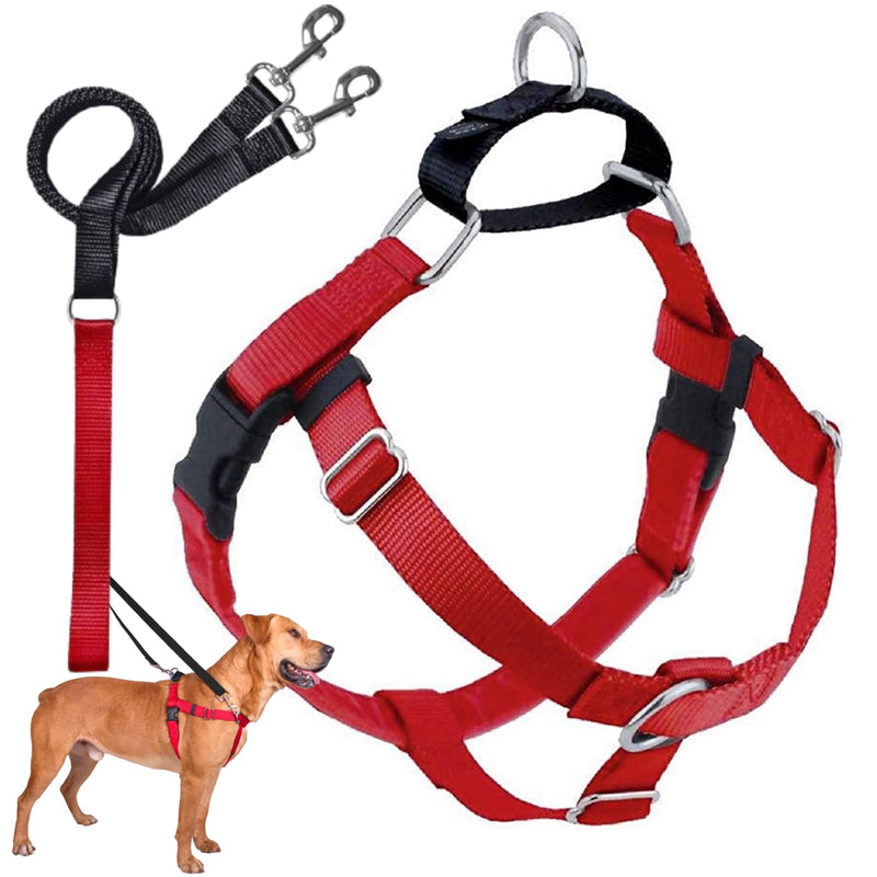 2 Hounds Design Freedom No Pull Dog Harness, Adjustable Harness, Easy Walking & Comfortable Control, Fits Small, Medium & Large Dogs, Solid Colors, Made in USA, 5/8" XS, Red XS (Chest 15" - 20") - PawsPlanet Australia