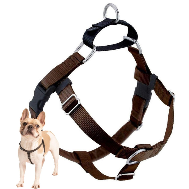 2 Hounds Design Freedom No Pull Dog Harness, Adjustable Harness, Easy Walking & Comfortable Control, Fits Small, Medium & Large Dogs, Solid Colors, Made in USA, 1" LG, Brown - PawsPlanet Australia