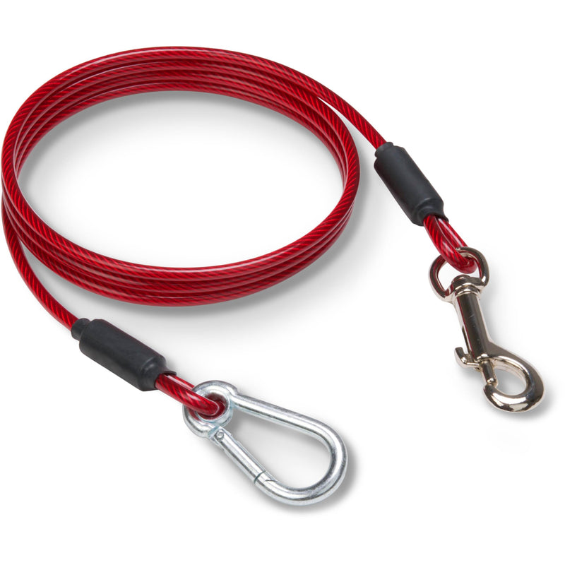 Leash Boss Dog Tie Out Cable for Large Dogs - 5 Ft Heavy Duty Tether for Outside Dog Runner - Durable, Chew-Proof, Dog Lead for Yard, Camping, and Training 5 Foot Classic Red - PawsPlanet Australia