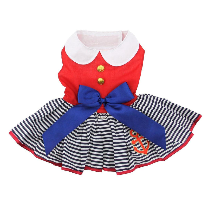 DOGGIE DESIGN Sailor Girl Dog Dress with Matching Leash (S) Small - PawsPlanet Australia