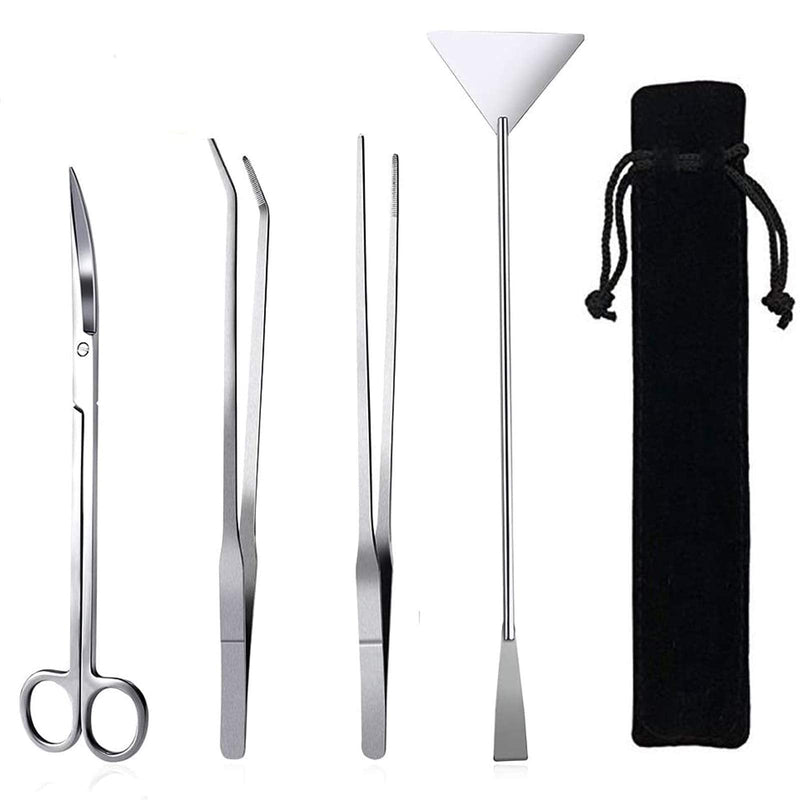 Aquarium Aquascaping Tool, Long Tweezers Scissors Spatula, 4 in 1 Stainless Steel Aquatic Plants Set for Fish Starter Kits, Aquariums Tank and Terrarium Sliver - PawsPlanet Australia