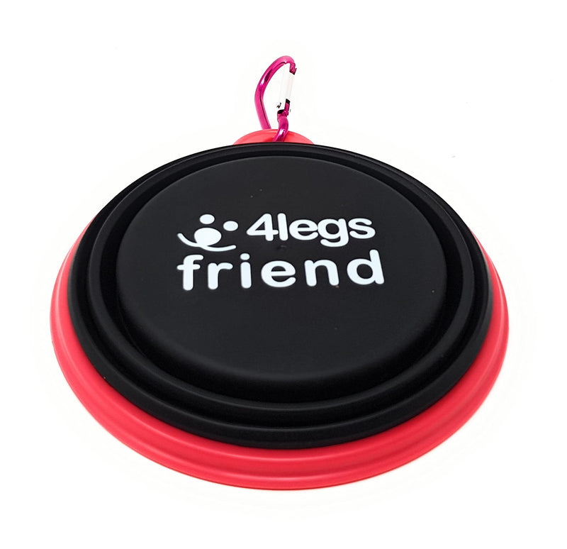 4LegsFriend Pet Bowls with Carabiner Clips | BPA Free Food Grade Silicon for Dog and Cat Expandable Travel Bowls Comes in 2 Sizes | Pop Out Dog Bowls Small Yellow + Black - PawsPlanet Australia