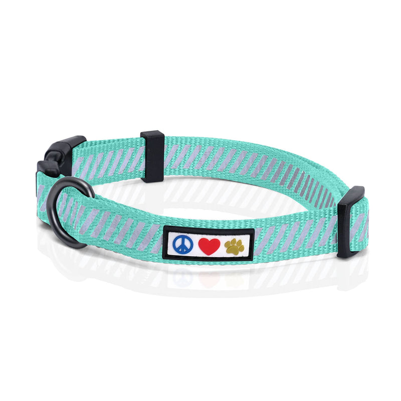 Pawtitas Reflective Dog Collar for Dog and Puppies A High Visibility Collar with Reflective Bands | Adjustable Dog Collar Heavy Duty Perfect for Extra Small and Small Puppies - Teal XS Collar X-Small (Pack of 1)