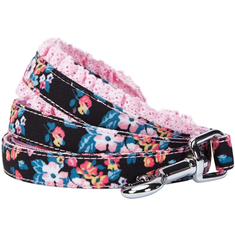 Blueberry Pet Durable Made Well Elegant Floral Print Dog Leash with Lace in Sleek Black, 5 ft x 5/8", Small, Leashes for Dogs Small (Pack of 1)