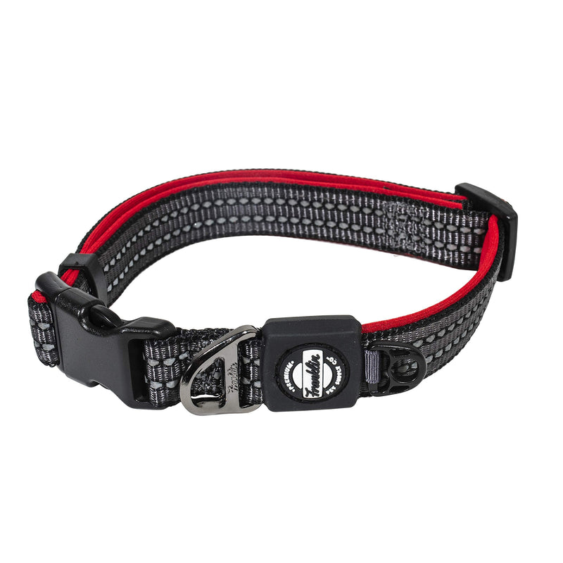 Franklin Pet Supply Co. - Nylon Dog Collar - Reflective Comfort - Fit - Neoprene - Adjustable- Small- Medium - Large - Puppy - Dog - Cat- Easy Clip Red - PawsPlanet Australia