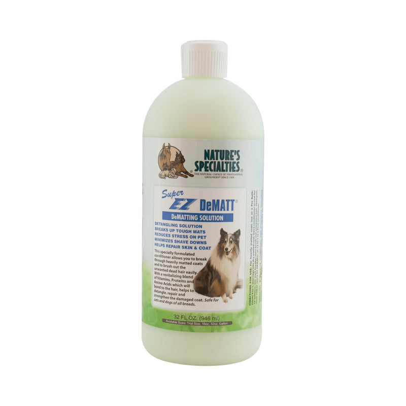 Nature's Specialties Super EZ DeMatt Ultra Concentrated Dematting Solution for Pets, Makes up to 3 Gallons, Natural Choice for Professional Groomers, Breaks up Tough Mats, Made in USA, 32 oz 32oz - PawsPlanet Australia