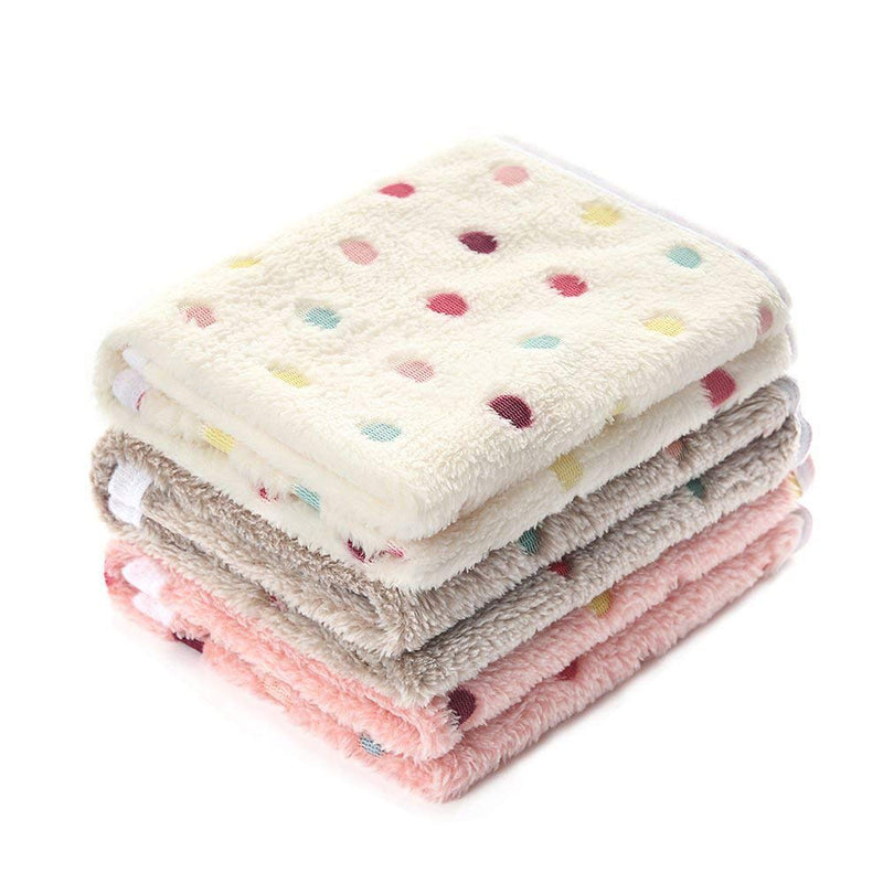 1 Pack 3 Blankets Super Soft Cute Dot Pattern Pet Blanket Flannel Throw for Dog Puppy Cat Dot (Large(41x31), Beige/Brown/Pink) 41x31 inch (Pack of 3) - PawsPlanet Australia