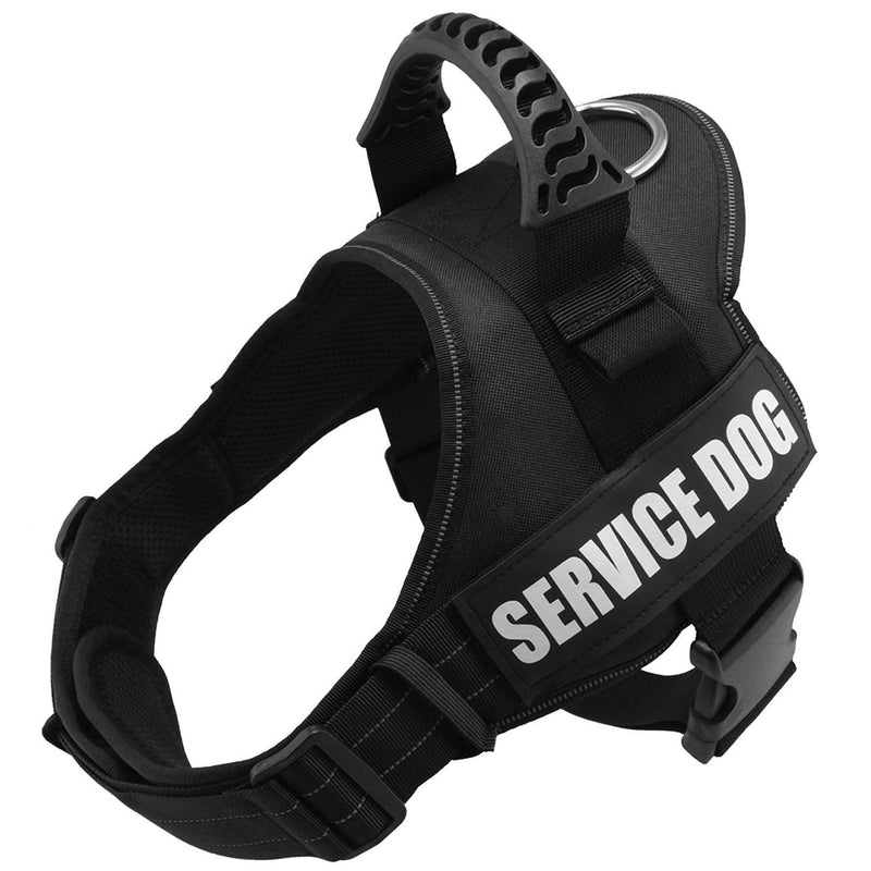 Fairwin Service Dog Vest-No-Pull Dog Harness with Handle Adjustable Reflective Patches in Training Vest Harness for Small Medium Large Breed Outdoor Walking S: chest 20-25’’; neck 16-20’’ Black - PawsPlanet Australia
