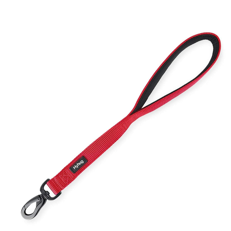 Hyhug Pets Premium Upgraded Durable Nylon 18 Inch Short Leash with Comfort Padded Neoprene Lined Handle for Medium Large Giant Dogs Daily Walking and Professional Training Lead. Red - PawsPlanet Australia