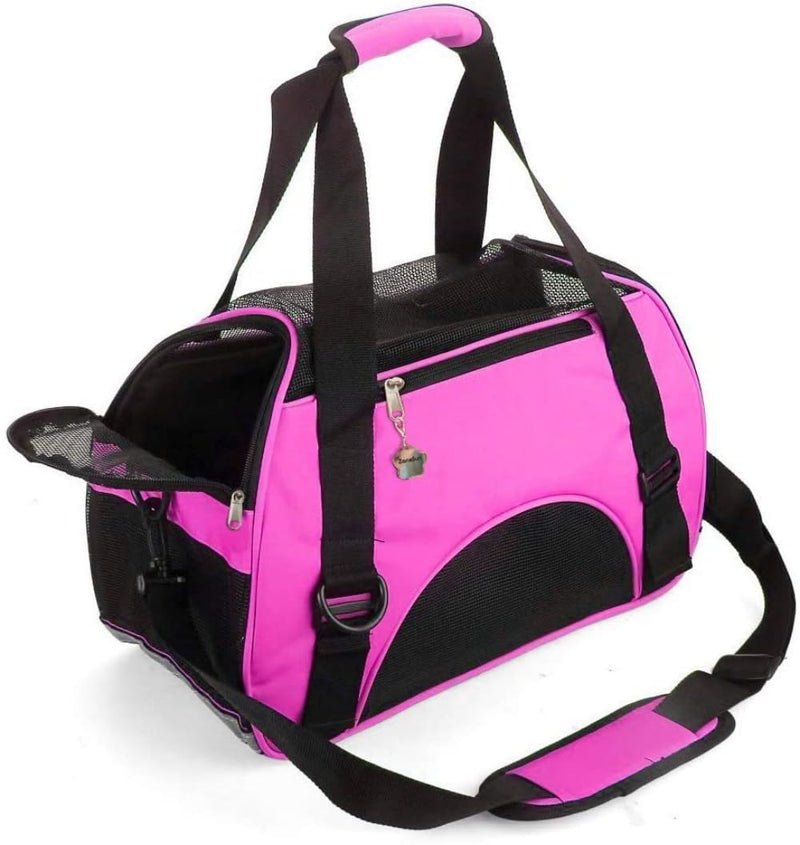 Cat Carrier,Soft-Sided Pet Travel Carrier for Cats,Dogs Puppy Comfort Portable Foldable Pet Bag Airline Approved (Small Rosered) Small RoseRed - PawsPlanet Australia