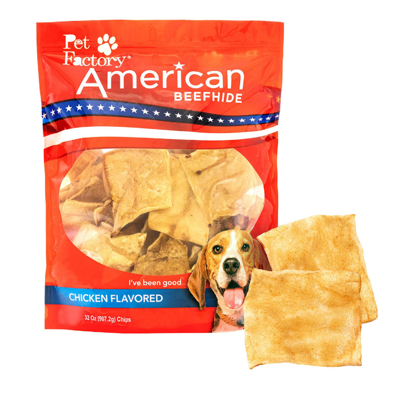 Pet Factory American Beefhide Chips Dog Chew Treats - Chicken Flavor, 32 oz