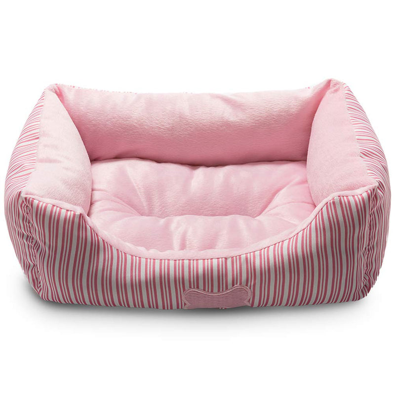Hollypet TC Fabric Plush Small Dog Cat Bed Self-Warming Pet Bed, Pink 19 x 15 x 7 inches - PawsPlanet Australia