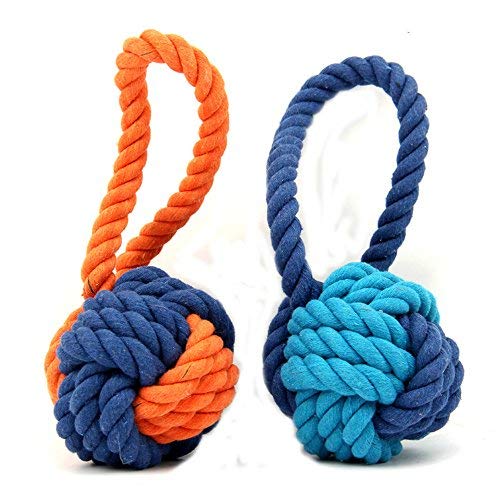 XPangle Dog Ball Toy,Dog Interactive Rope Chew Toys Durable Teeth Cleaning Throw and Tug War Plays for Medium to Large Breeds and Puppies (one pcs) Orange - PawsPlanet Australia