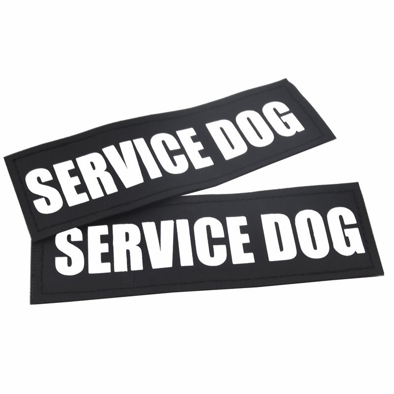 2 Pack Reflective Service Dog Patches with Hook Back for Pet Collar Vest Harness - 3 Sizes L SERVICE?DOG - PawsPlanet Australia