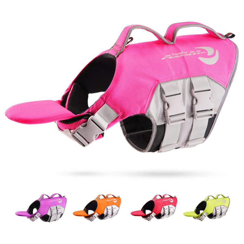 ThinkPet Dog Life Jacket, Reflective Lifesaver with Rescue Handle, Adjustable Floating Vest,High Buoyancy Aid Dog Saver X-Large Pink XL - PawsPlanet Australia