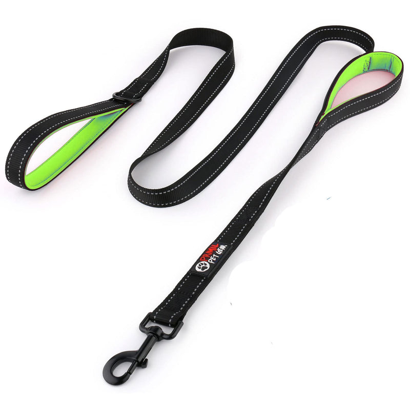 Dog Leash 6ft Long,Traffic Padded Two Handle,Heavy Duty,Reflective Double Handles Lead for Control Safety Training,Leashes for Large Dogs or Medium Dogs,Dual Handles Leads(Black) Black-Green - PawsPlanet Australia