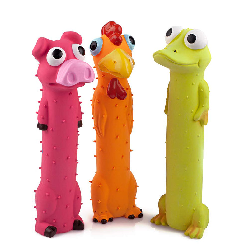 CHIWAVA 3 Pack 9" Squeaky Latex Dog Toys Standing Stick Animal Puppy Fetch Interactive Play for Small Medium Dogs - PawsPlanet Australia
