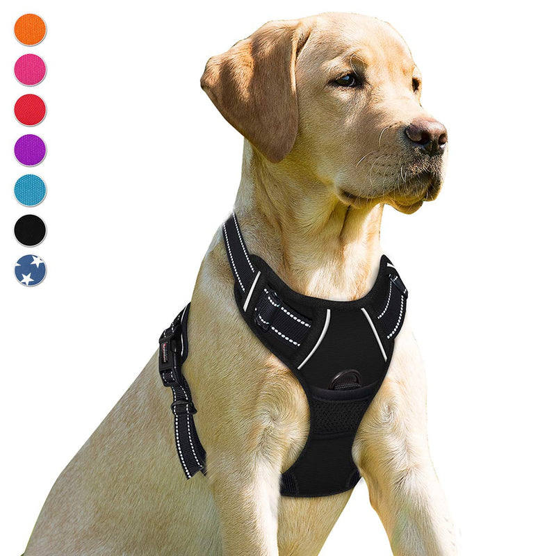 BARKBAY No Pull Dog Harness Front Clip Heavy Duty Reflective Easy Control Handle for Large Dog Walking(Black,XL) X-Large(Chest:30-38”) Black