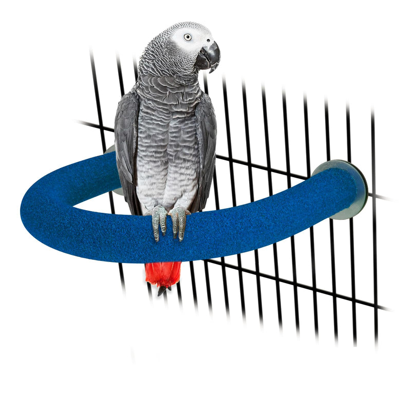 RYPET Parrot Perch Rough-surfaced - Quartz Sands Bird Cage Perches for Medium to Large Bird, U Shape Large Blue