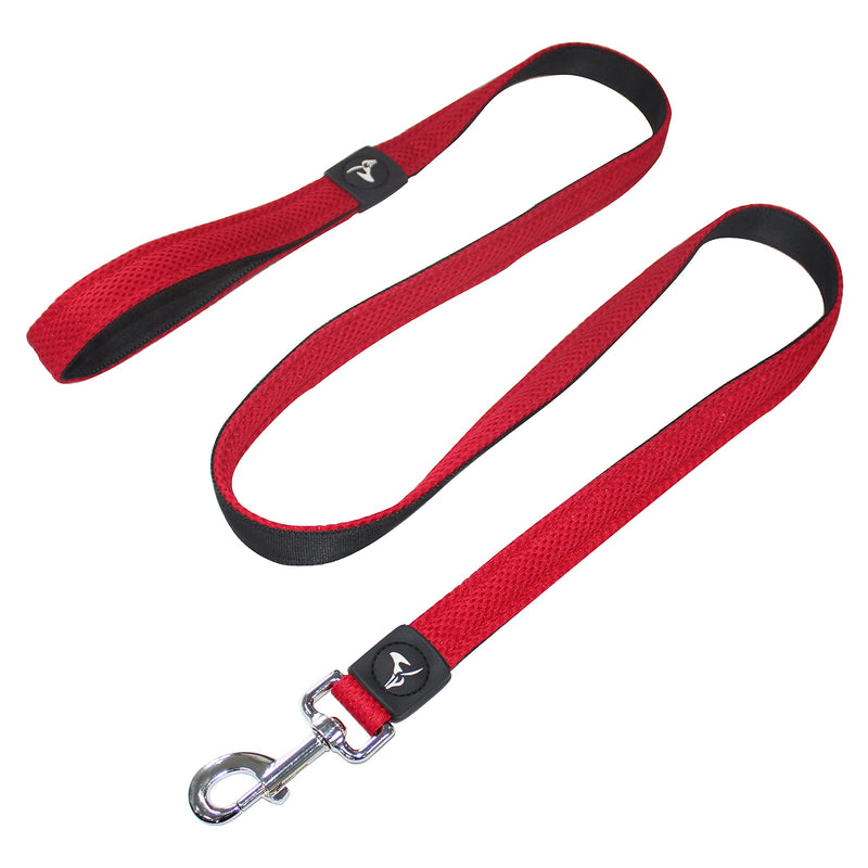 Kruz Premier 5ft Dog Mesh Leash - KZA1160-14S - Lightweight, Breathable, Comfort Puffy Mesh Leash - Secure Dual-Layered Tangle-Free Mesh Lead for Dog Walking, Running, Training - Red - 3/4" x 5 FT Medium: 3/4" x 5 FT - PawsPlanet Australia