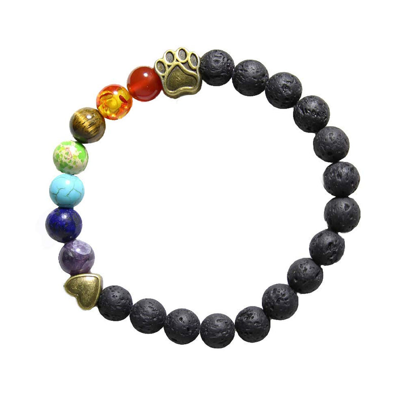 Rainbow Bridge Pet Memorial Gift Lava Bead Bracelet in Memory of Dogs Cats - PawsPlanet Australia