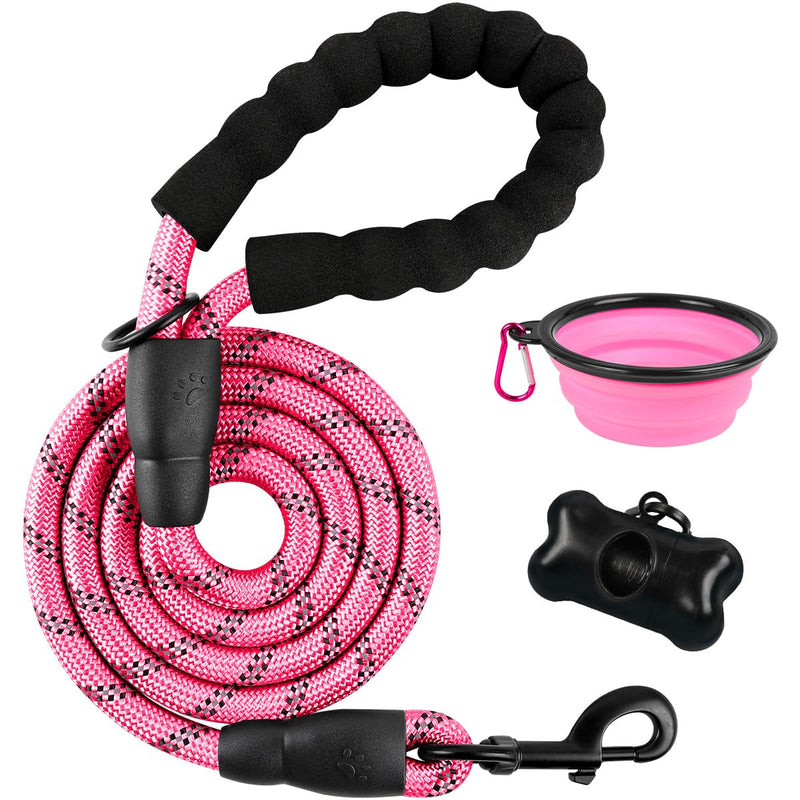 BARKBAY Dog Leashes for Large Dogs Heavy Duty Dog Leash 4/5/6 FT with Comfortable Padded Handle and Highly Reflective Threads for Medium Large Dogs Walking Training Running (5FT-1/2'',Pink) 5 Feet Pink - PawsPlanet Australia