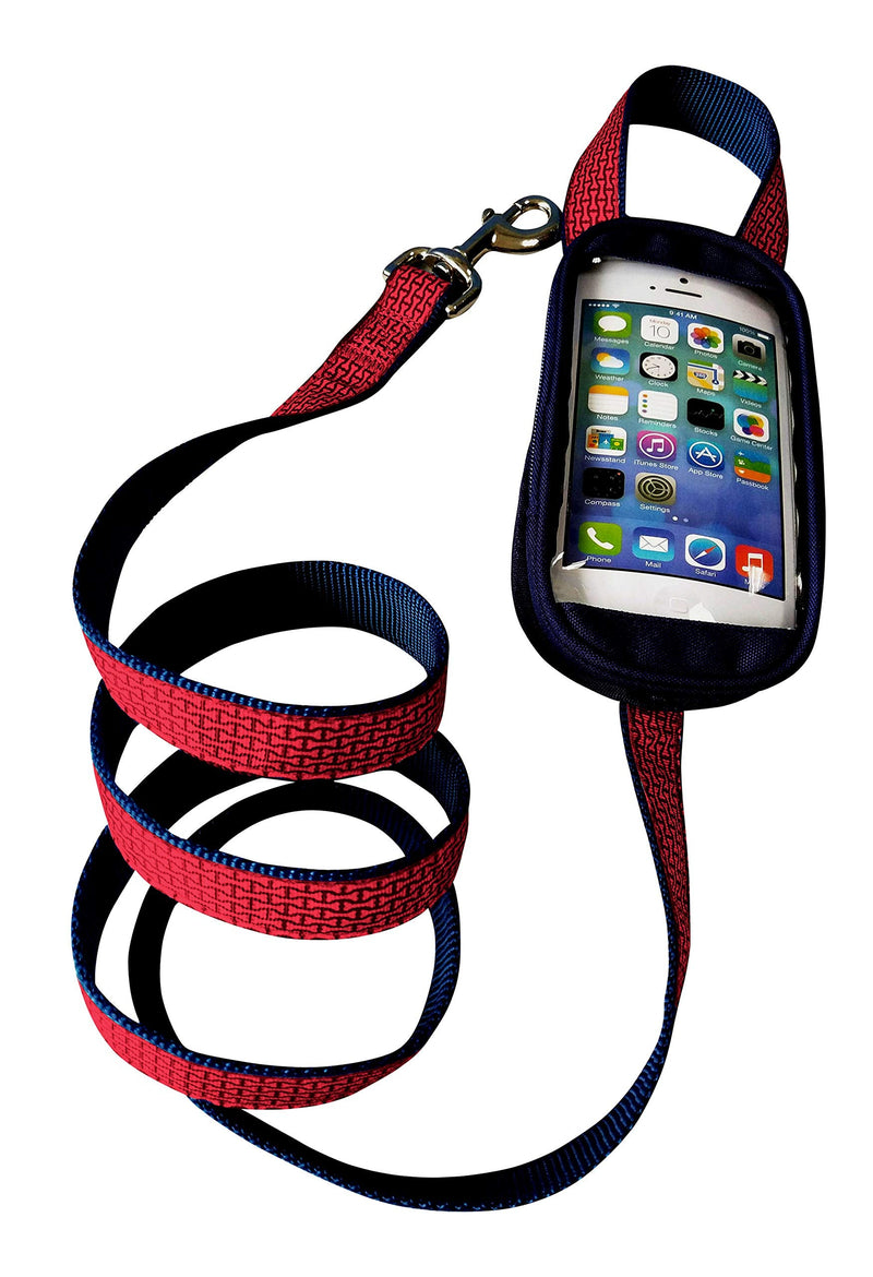 Soggy Doggy Hands-Free Dog Leash with Waterproof Touchscreen Phone Holder – No-Pockets Leash for Walking, Running, Hiking – Fits iPhone, Android – Red – 60" for Medium to Large Dogs Red/Blue - PawsPlanet Australia