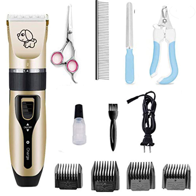 Pet Grooming kit, Professional Rechargeable Cordless Dog Grooming Clippers Kit Low Noise Electric Hair Trimming Clippers Set with Comb Guides, Stain Steel Scissors, Nail Kits and Popular groomi - PawsPlanet Australia