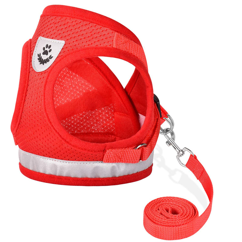 Cat Harnesses and Puppy Harness with Leashes Set, Escape Proof Cat Harness, Adjustable Reflective Soft Mesh Vest Fit Puppy Kitten Rabbit Ferrets's Outdoor Harness M (Chest: 12" - 14") Red - PawsPlanet Australia