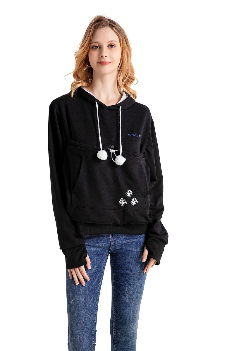 ALYC Unisex Hoodies Pet Holder Cat Dog Large Pouch Carriers Sweatshirt Cat Space Pullover Top Black 3X-Large - PawsPlanet Australia