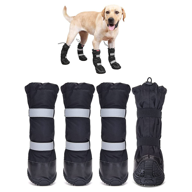 Hipaw Waterproof Dog Boots for Winter Snow Rain,Non-Slip Dog Shoes for Medium to Large Dogs,Extended Cuff Paw Protectors for Outdoor Walking Hiking Black L (Insole wide 2.8") for 70~99lb - PawsPlanet Australia
