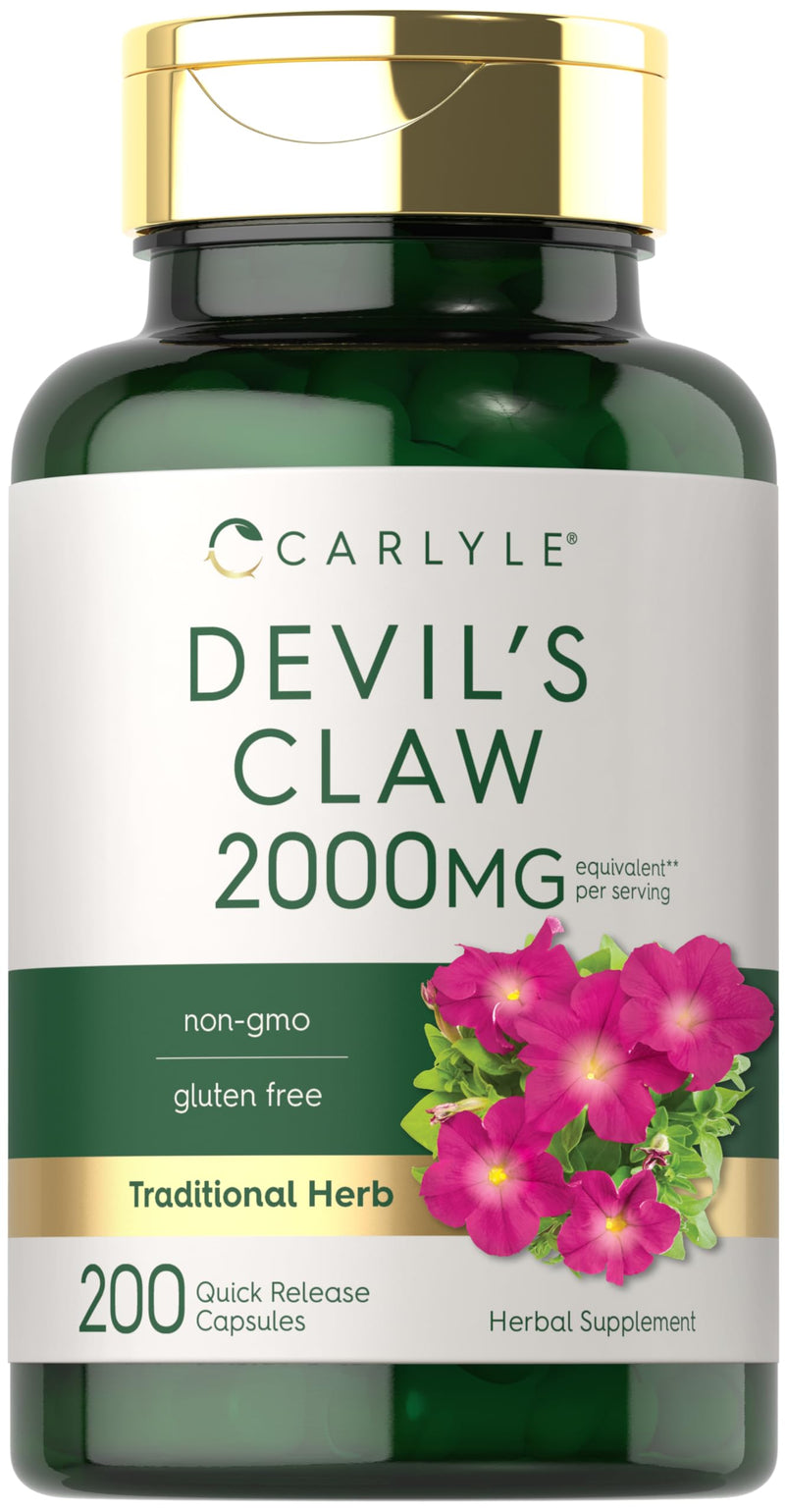 Carlyle Devils Claw | 200 Capsules | Concentrated Root Extract | Devils Claw Herbal Supplement | Non-GMO, Gluten Free Supplement - PawsPlanet Australia