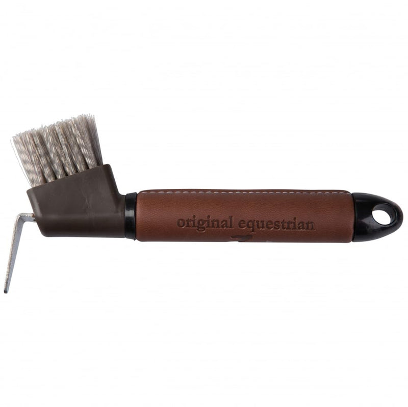 HORZE Maddox Leather Handle Hoof Pick - Dark Brown - One Size - PawsPlanet Australia