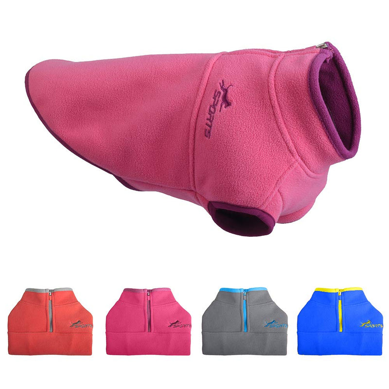 YIEPAL Cold Weather Fleece Dog Vest for Small Dog Half Zip Pullover Puppy Sweater Winter Warm Coat Clothes for Dog M:chest～15" Pink/ Purple - PawsPlanet Australia