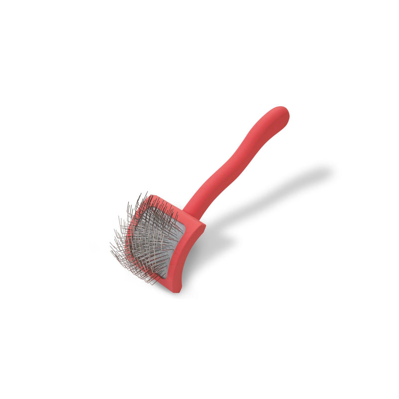 Chris Christensen Baby G Dog Slicker Brush for Dogs (Goldendoodles, Labradoodles, Poodles), Groom Like a Professional, Fluff Detangle Style, Saves Time Energy, Coral, Small