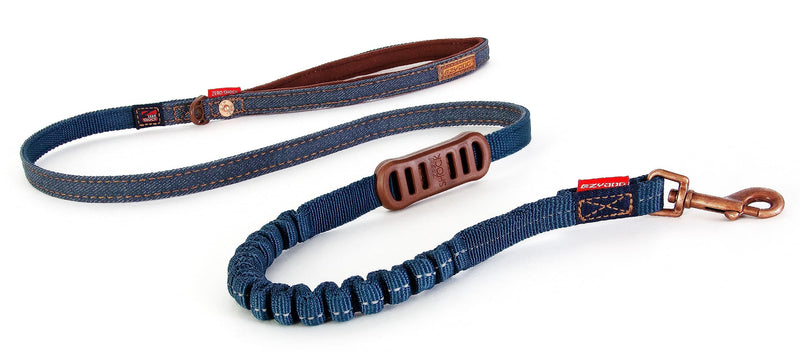 EzyDog Zero Shock LITE Dog Leash - Shock Absorbing Bungee Leash for Dogs That Pull or Excite - Dual Handle and Reflective for Medium, or Small Dogs (72", Denim) 72" - PawsPlanet Australia