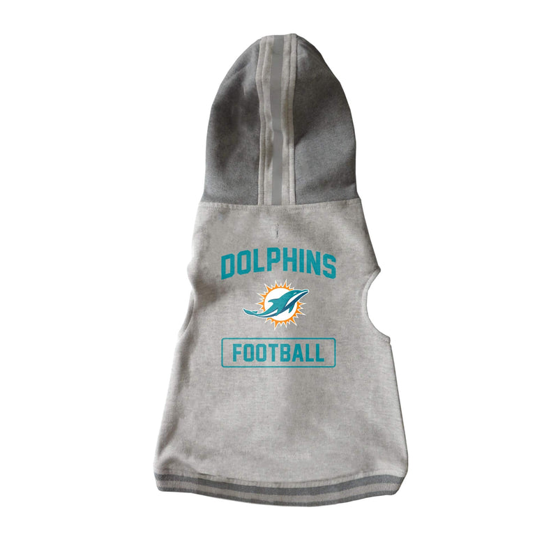 Littlearth Unisex-Adult NFL Miami Dolphins Pet Hooded Crewneck, Grey, X-Small - PawsPlanet Australia