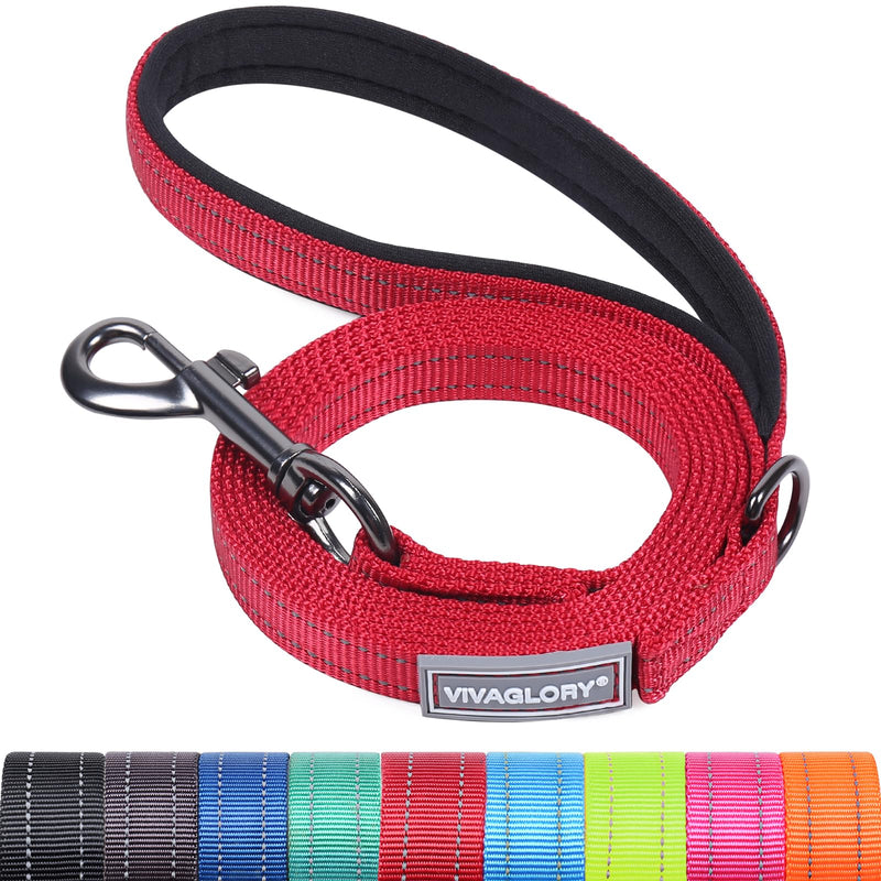 VIVAGLORY Dailyx Dog Leash, Puppy Leash for Training & Walking with Soft Padded Handle, Heavy Duty & Double Layer Nylon for Pet Puppy, 4ft x 1/2in, Red 4 ft. x 1/2 in. (0~25 lbs.) - PawsPlanet Australia